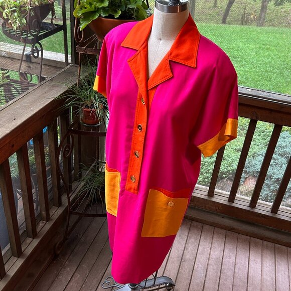 Vintage Tailored NR1 Color Block Shirtwaist Dress - Picture 3 of 15
